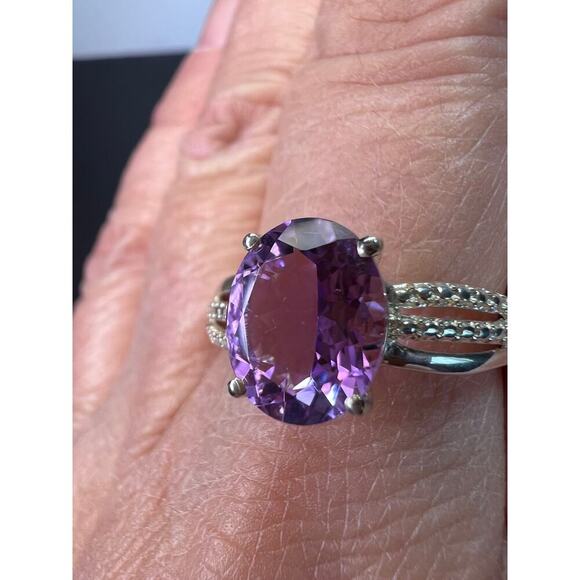 Amethyst sterling silver ring size 9 - Picture 10 of 11